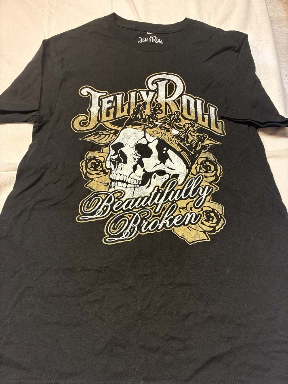 Jelly Roll Beautifully Broken Skull King Graphic T-Shirt Size S